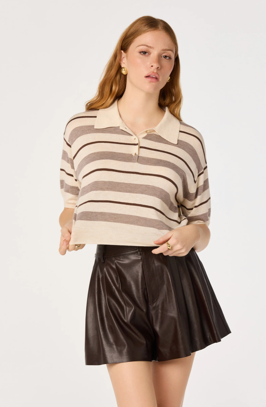 Scottie Striped Knit Polo Sweater
