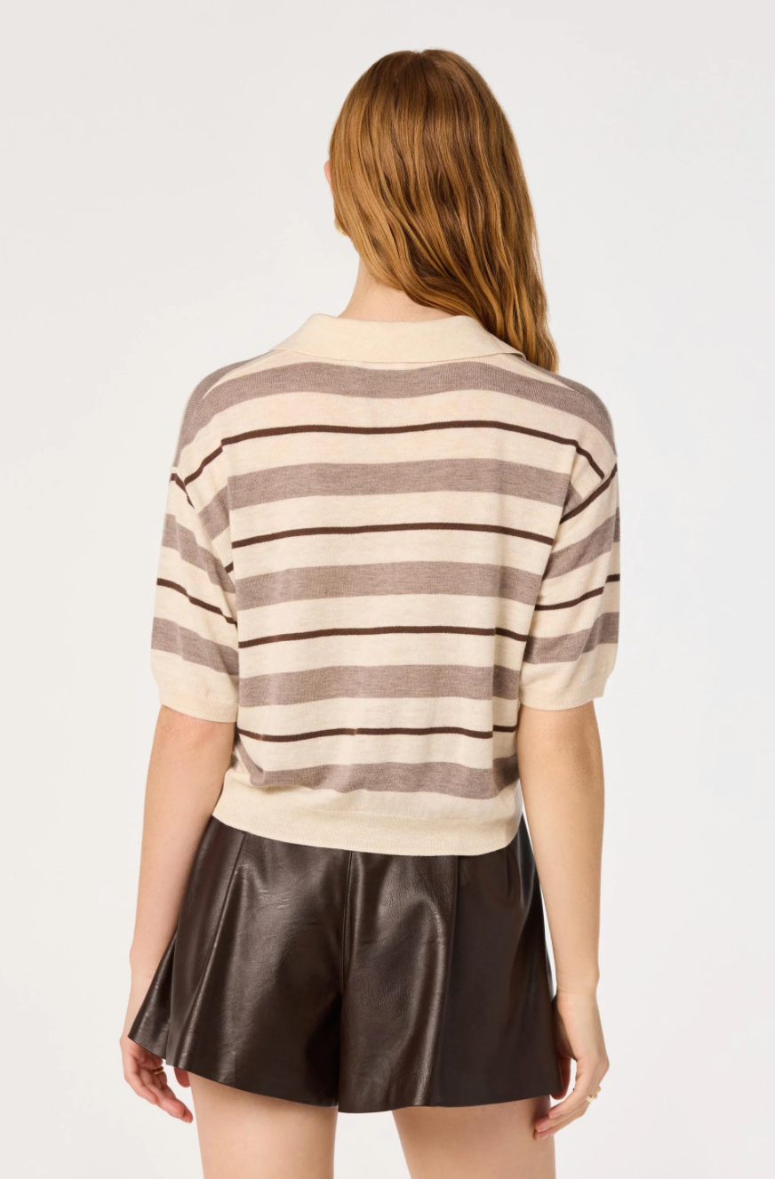 Scottie Striped Knit Polo Sweater