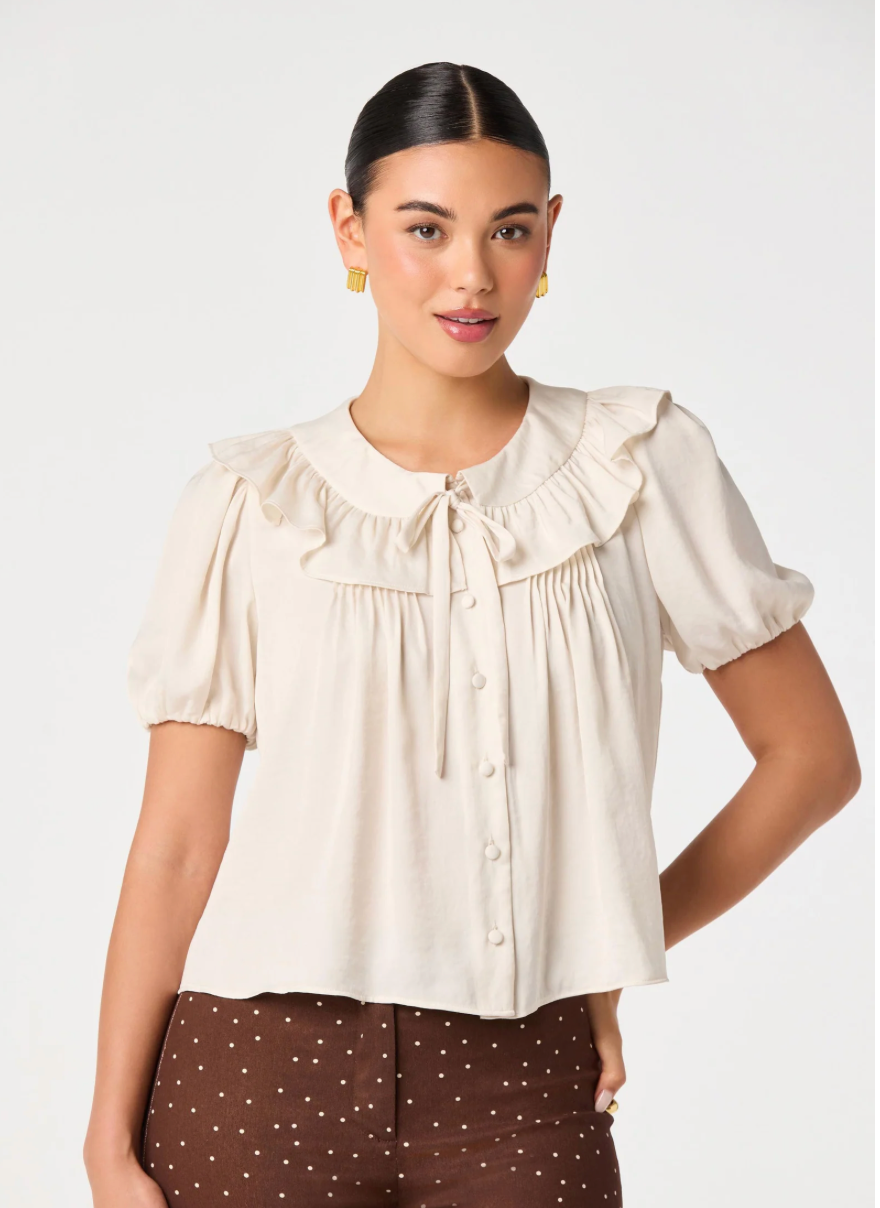 Zayne Ruffle-Collar Babydoll Blouse