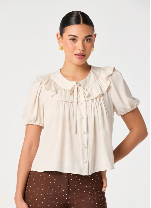 Zayne Ruffle-Collar Babydoll Blouse