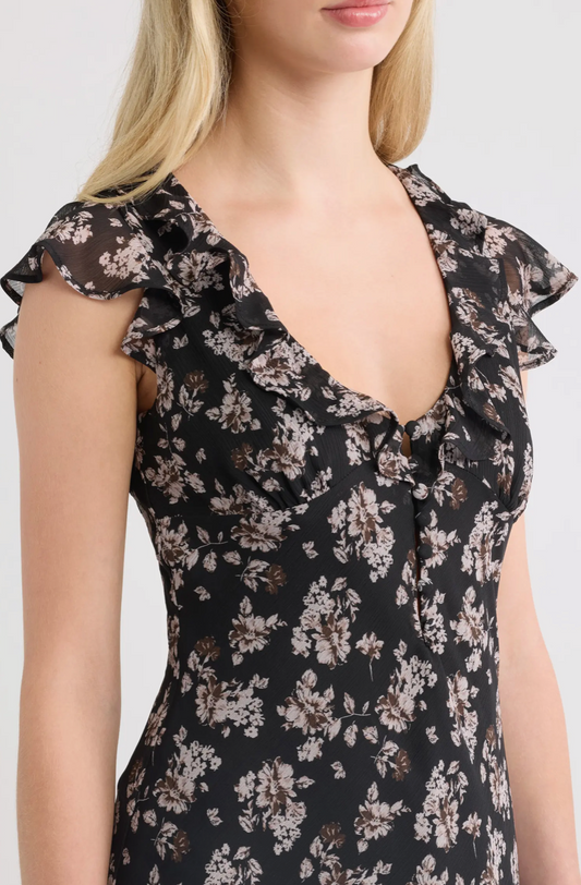 Carter Ruffle Cap Sleeve Maxi Dress