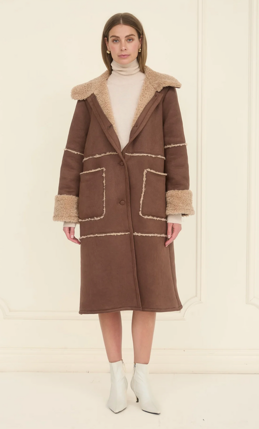 Daniella Suede Fur Collar Coat