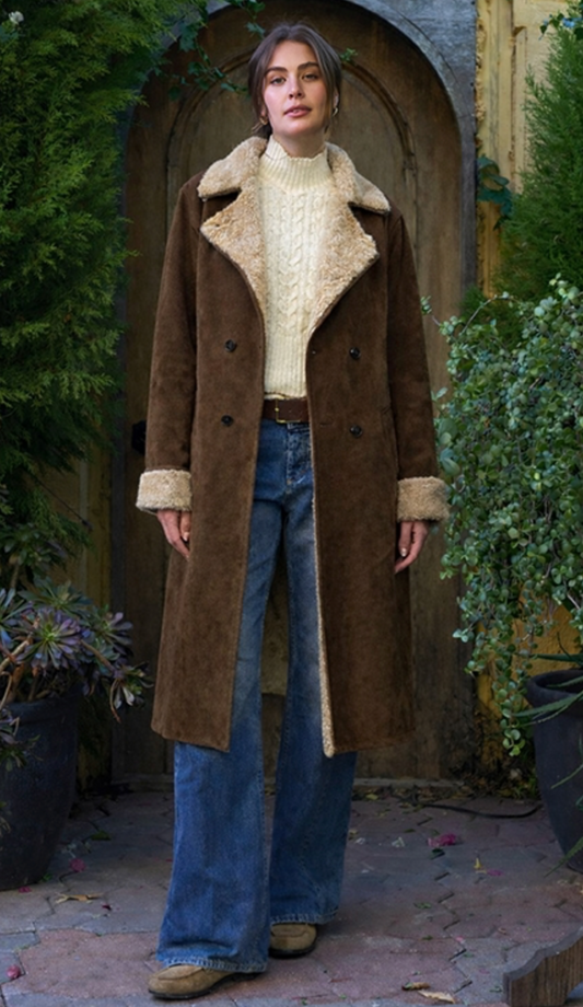 Jessica Double Breasted Suede Coat
