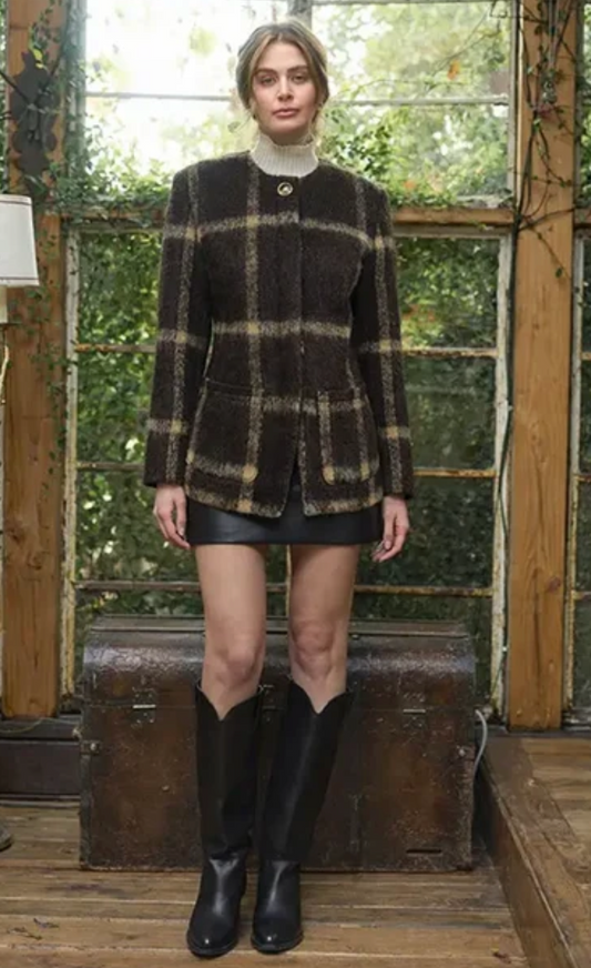 Emily Plaid Round Neck Blazer