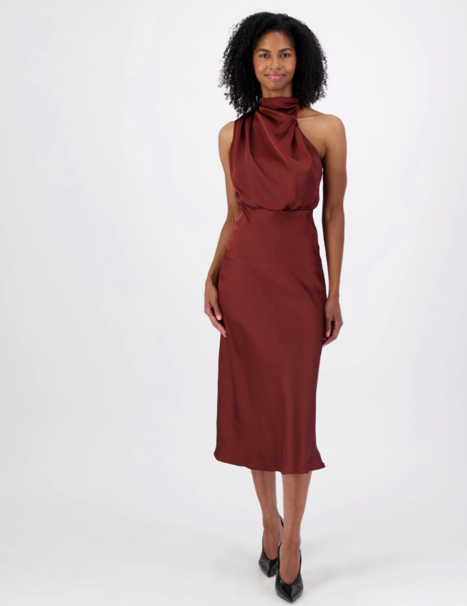 Dublin Asymmetric Neck Midi Dress