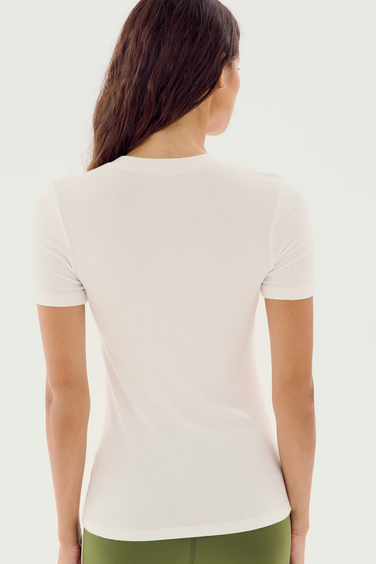 LOUISE RIB SHORT SLEEVE-WHITE