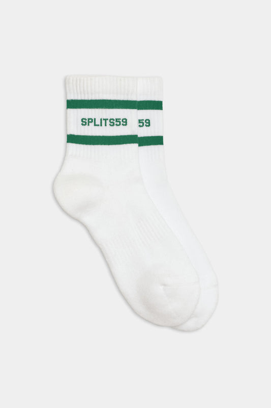 LOGO STRIPE QUARTER SOCKS - White/Arugula