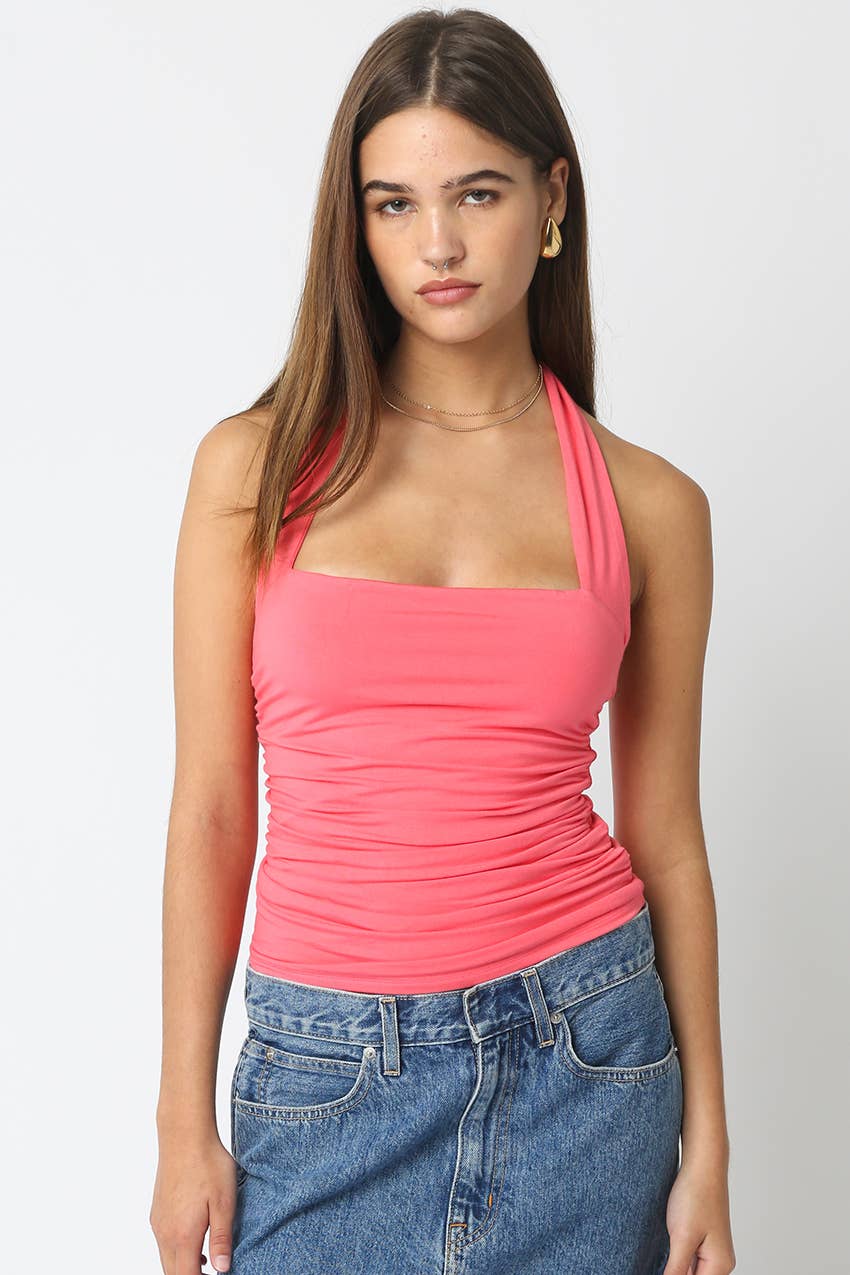 Camila Strapless Ruched Halter Top