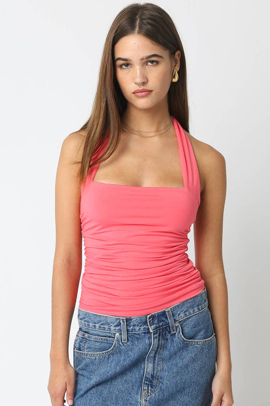 Camila Strapless Ruched Halter Top