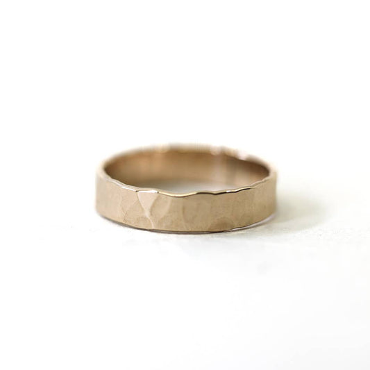 Wide Hammered Ring in Gold Filled