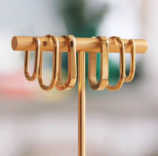 Stainless steel creole oval 21mm "basic" - gold