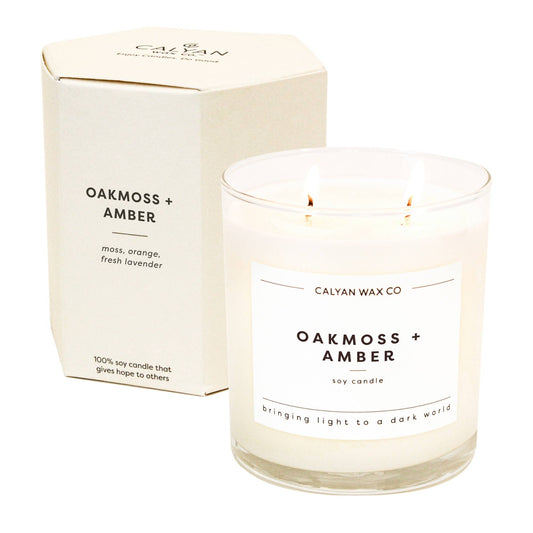 Oakmoss + Amber - Glass Tumbler Soy Candle