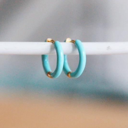 Stainless steel colored creole 16mm – sea green/gold