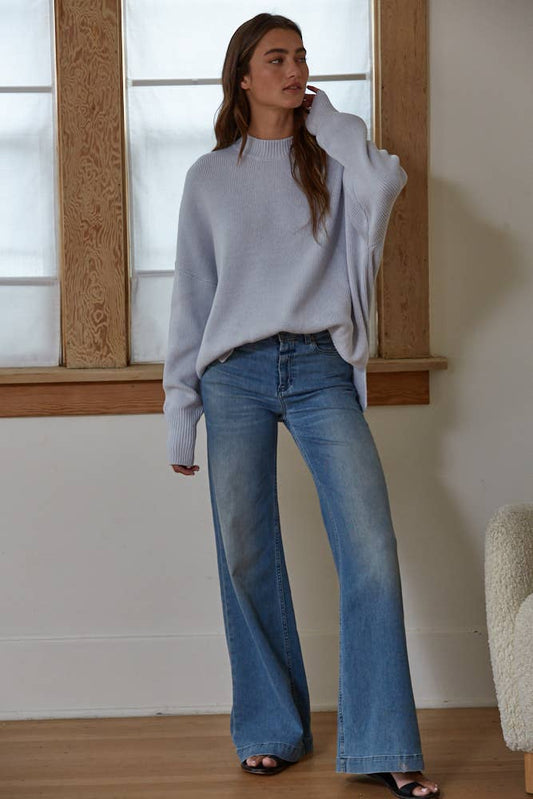 W1539 | Knit Long Sleeve High Neck Chunky Oversized Sweater