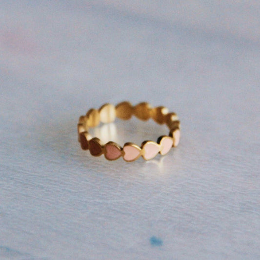 Stainless steel ring salmon hearts