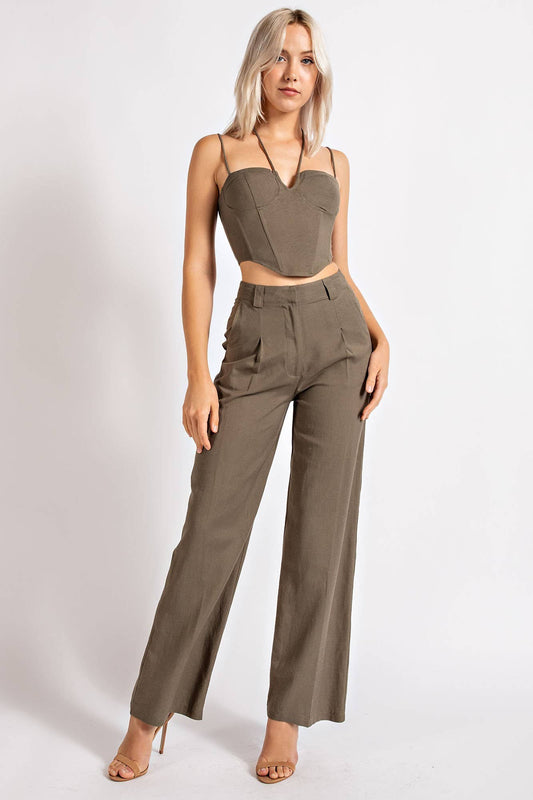 CP2077 LINEN WIDE PANTS W/ PLEAT DETAIL