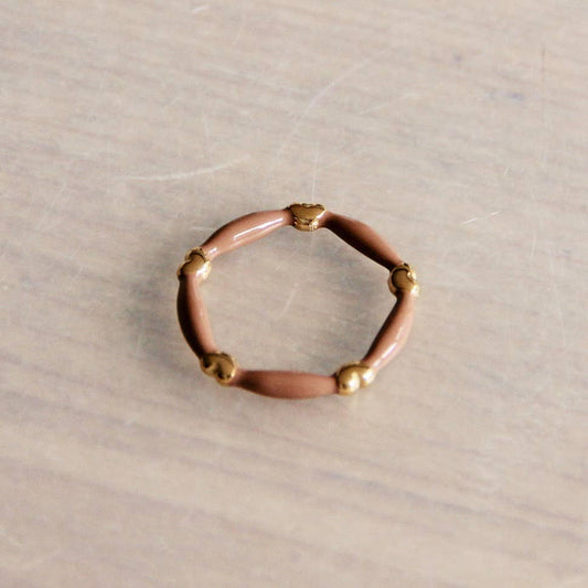 Stainless steel ring with mini hearts and enamel