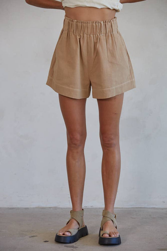 Woven Cotton Linen Wide Leg Shorts