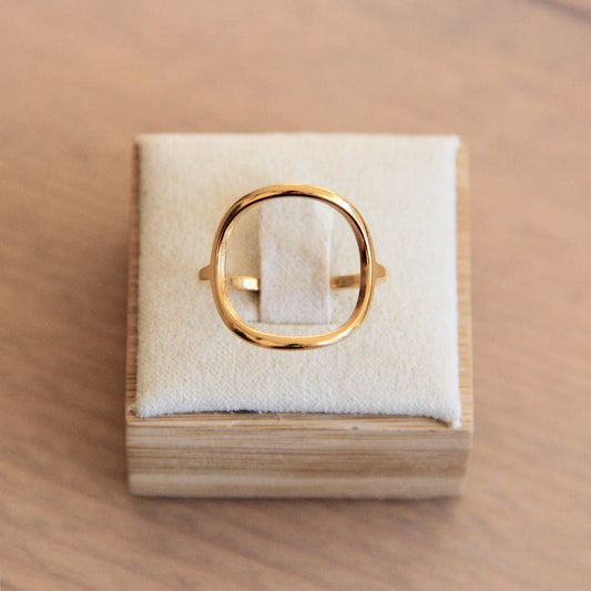 Steel Ring With Open Round - Gold