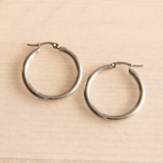 stainless Steel Creole 30mm “Basic” - Silver